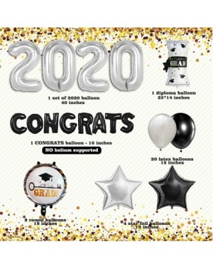 Balloons Graduation Decorations 2020 Black and Silver Congrats Grad Balloons - CR194NZ7NRT $13.77