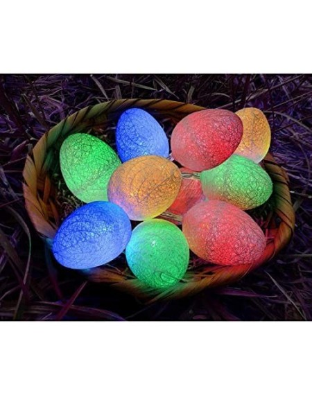 Indoor String Lights Easter Egg LED String Light 3.5ft with 10 Eggs Ornament Battery Powered Colorful Light Up Eggs for Easte...
