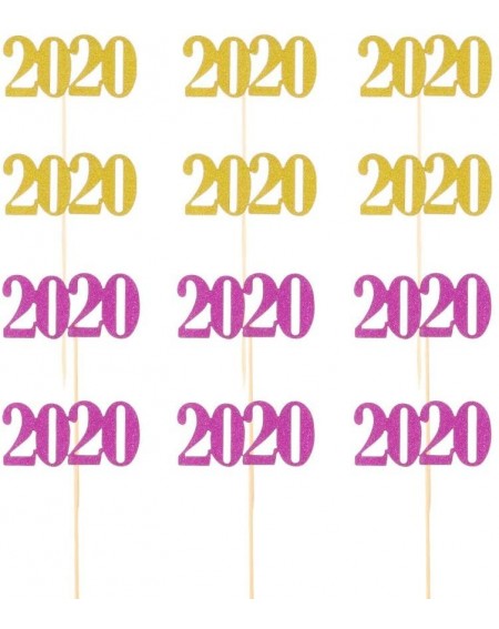 Centerpieces 48Pcs 2020 Cake Toppers Picks Glitter for Birthday Party Decor Dessert Decoration - CD197QZLNWL $20.54
