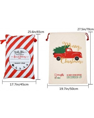 Stockings & Holders 4 Pcs Large Santa Sacks-4 Patterns Canvas Christmas Stocking with Drawstrings-Reusable Designs-19.7 X 27....