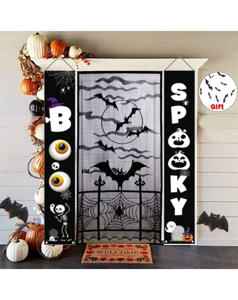 Banners Halloween Decorations Outdoor-Halloween Banners Spooky Boo- Halloween Signs for Front Door or Indoor Home Decor-Porch...