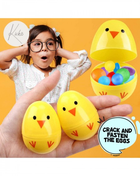 Party Favors Chick Easter Eggs - 12 Pack - 2.25 Inch Plastic Chicken Eggs for Easter Basket Fillers- Treasure Chest Stuffers-...