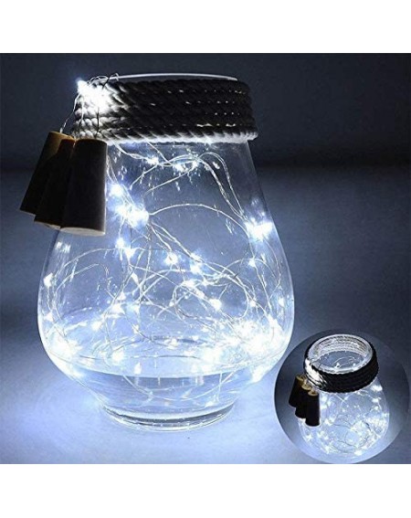 Indoor String Lights PaperLanternStore.com Solar Powered 10 Cool White LED Cork Wine Bottle Lamp Fairy String Light Stopper- ...