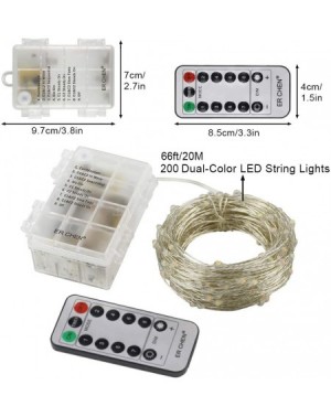 Indoor String Lights Dual-Color Battery Operated Led String Lights- 66 FT 200 LEDs Color Changing Silvery Copper Wire Dimmabl...