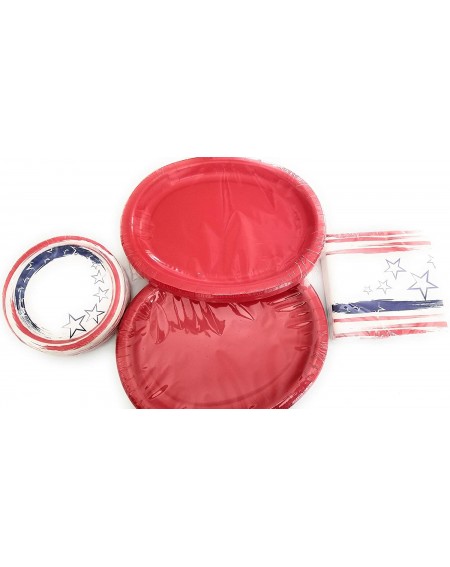 Tableware Patriotic Red- White- Blue Stars and Stripes Disposable Plate And Dinnerwear Set - CU18TYSXHTS $27.89