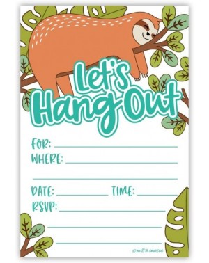 Invitations Sloth Birthday Invitations (20 Count) with Envelopes - Let's Hang Out - CX195D5W4RA $10.96