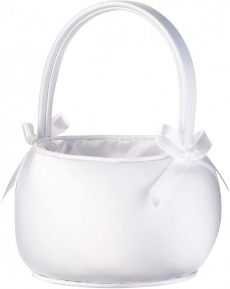White Satin Flower Girl Basket- 4.75 - C9192RS4E58