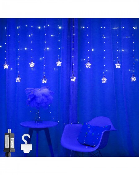 Indoor String Lights Window Curtain Lights Fairy Star String Lights with Hook 150 LED Waterproof Copper Wire Lights Bedroom W...