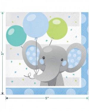 Party Packs Blue Elephant Dessert Party Pack - Dessert Plates- Bevrage Napkins- Cups- Table Cover- Banner Garland- and Balloo...