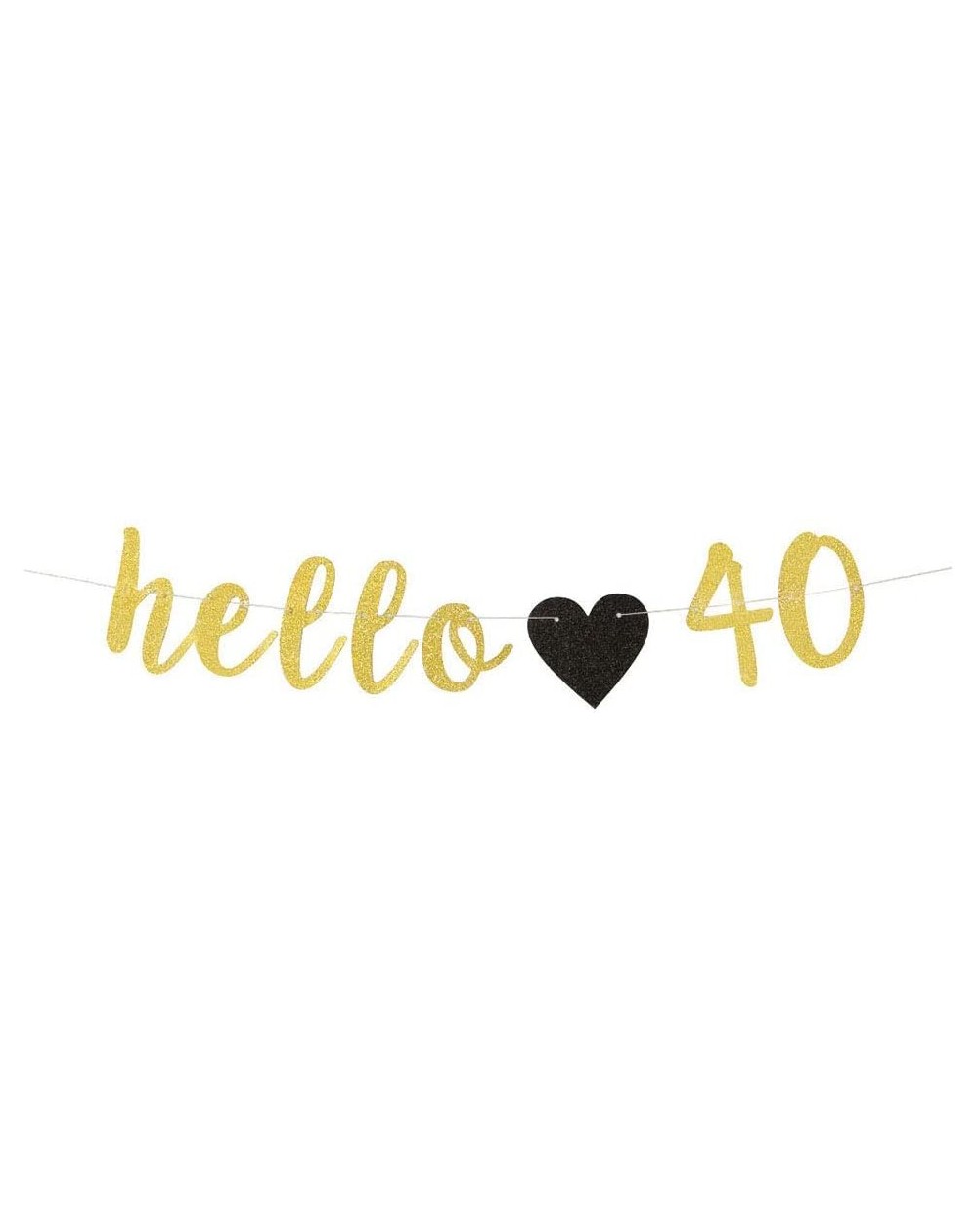 Banners Hello 40 Banner for Happy 40th Birthday/Anniversary Banner- Cheers to 40 Years Party Decoration Supplies Gold Glitter...