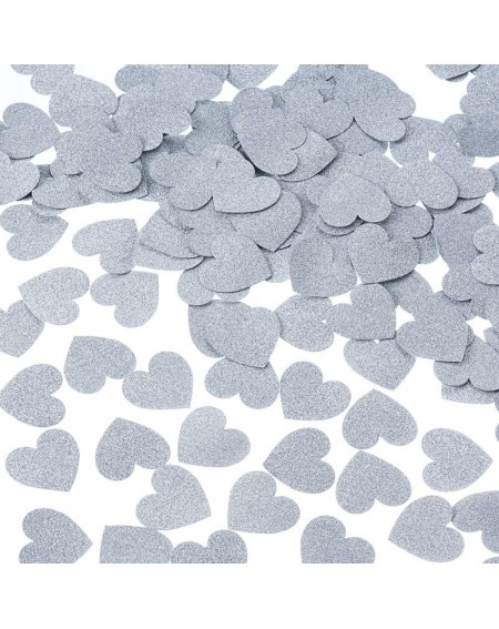 Glitter Heart Paper Confetti Circles Wedding Party Decor and Table Decor 1.2" in Diameter (Silver Glitter-200pc) - CJ183R83494