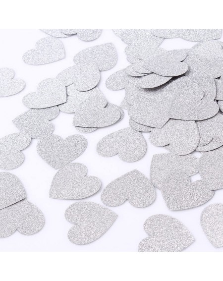 Confetti Glitter Heart Paper Confetti Circles Wedding Party Decor and Table Decor 1.2" in Diameter (Silver Glitter-200pc) - S...