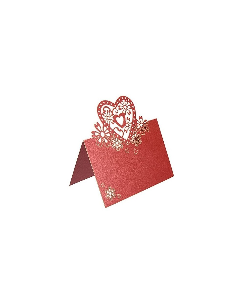 Place Cards & Place Card Holders 50pcs Wedding Party Table Name Place Cards Favor Decor Love Heart Laser Cut Design (Red) - R...