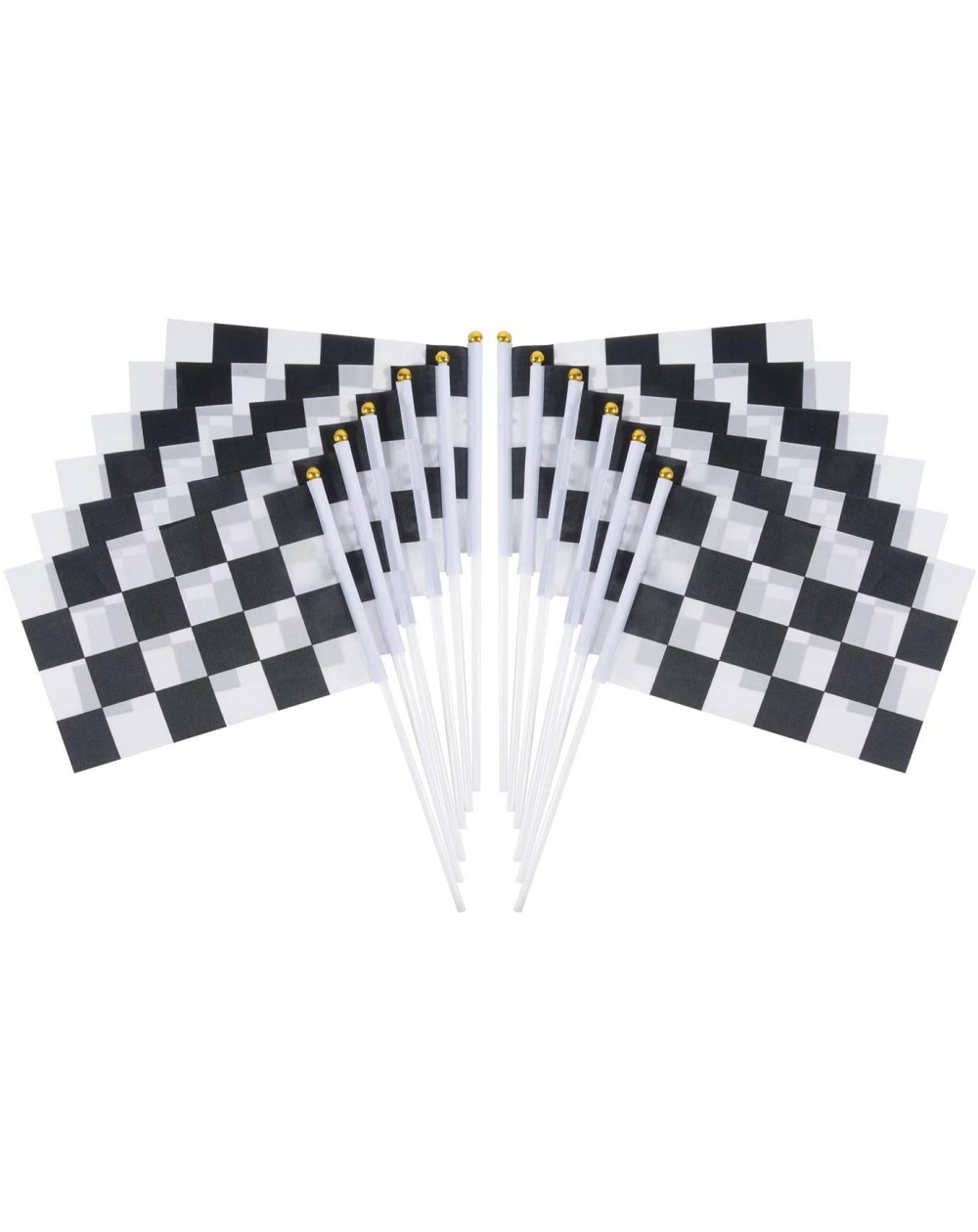 Party Favors 60pcs Checkered Flags Checkered Black and White Racing Stick Flag Racing Polyester Flags with Plastic Sticks for...
