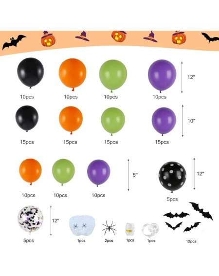 Balloons 155 Pieces Halloween Balloon Garland Arch Kit Include Latex Balloons- Confetti Balloons- Spider Web- 3D Bats for Hal...