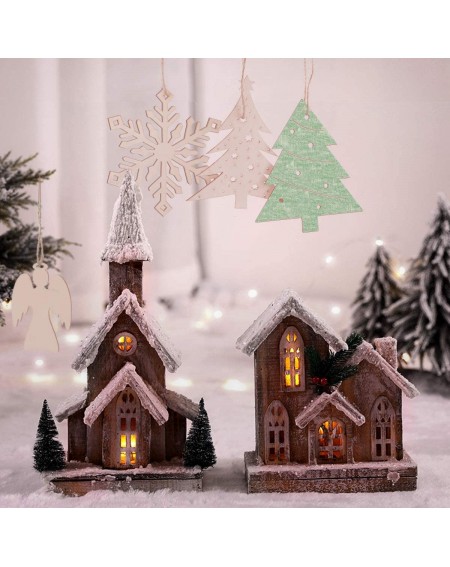 Ornaments Wooden Snowflake Ornaments- Wood Slices Snowflake Angel Christmas Tree Hanging Embellishments Christmas Tree Decora...