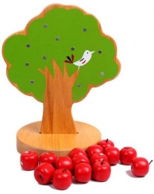 Favors 1pc Kids Baby Magnetic Wooden Apple Tree Preschool Training Educational Toy Set Toys DIY Building Blocks Playset for T...