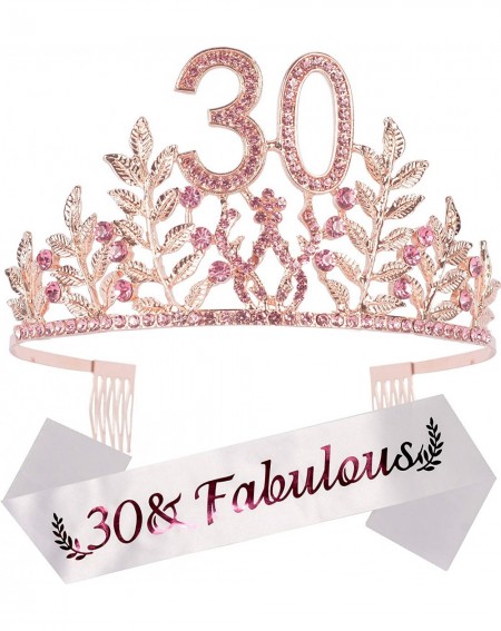 Party Packs 30th Birthday Gifts for Women- 30th Birthday Tiara and Sash- 30 Fabulous Sash and Crystal Tiara- 30th Birthday De...