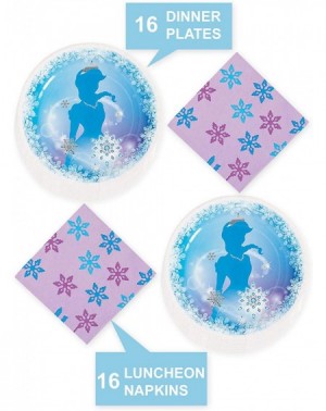 Party Packs Winter Princess and Frozen Party Supplies - Winter Princess Dinner Plates and Luncheon Napkins (Serves 16) - CR19...