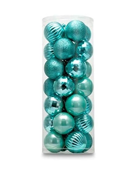 Ornaments 2.36" 28ct shatterproof Christmas Ball Ornaments in 4 finishes for Christmas Tree Decoration (Turquoise Blue- 6cm) ...