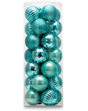 Ornaments 2.36" 28ct shatterproof Christmas Ball Ornaments in 4 finishes for Christmas Tree Decoration (Turquoise Blue- 6cm) ...