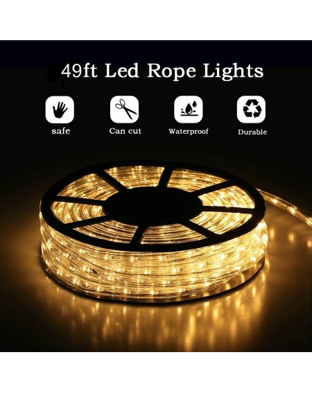 Rope Lights 49Ft LED Rope Lights-Cuttable & Connectable LED Strip Lights Outdoor Waterproof Decorative Lighting for Indoor/Ou...