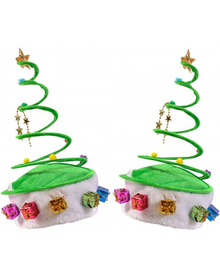 Hats Christmas Hat - Santa Hat- Elf Hat - Reindeer hat - Coil Hat - (2 Pack) Holiday Hats - Christmas Tree Green Coil Hat - C...
