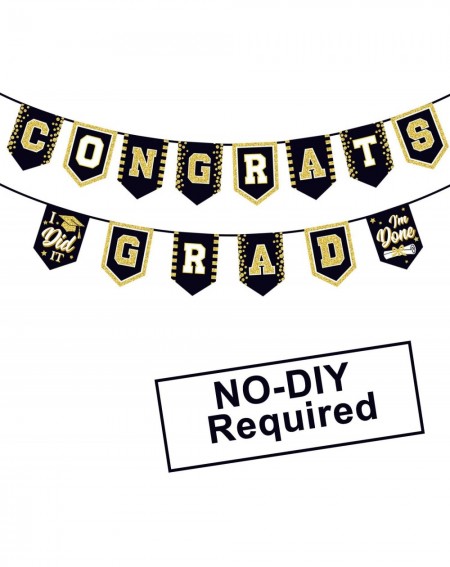 Banners & Garlands 2020 Black Graduation Banner - No DIY Required Black Graduation Party Supplies Decorations Grad Banner for...