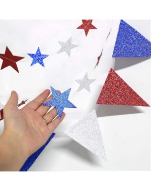 Banners & Garlands Red Blue White/Silver Star Garland Triangle Pennant Banner Kit 4th/Fourth of July USA America Independent ...