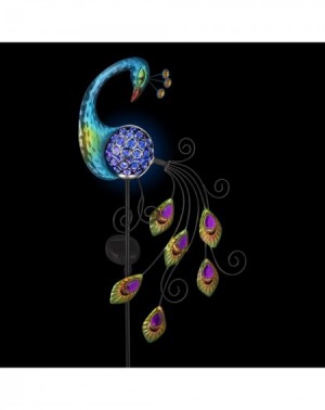 Outdoor String Lights Corporation SKY116SLR-CC Solar Peacock w Changing LED Stake- 48 Inch Tall- Multi-Color - C418KS4MXWA $5...