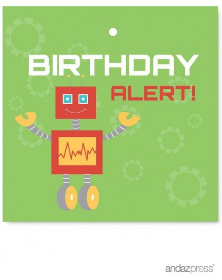 Invitations Robot Birthday Collection- Square Gift Tag- Birthday Alert- 24-Pack - Tag Square Birthday Alert - CF12E50UWH3 $13.57