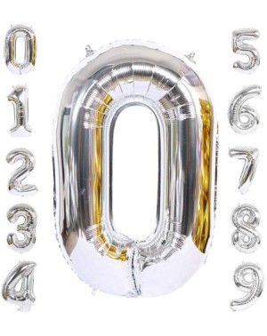 Balloons 40 Inch Silver Alphabet Letter Foil Helium Digital Balloons Number 0 for Birthday Anniversary Party Festival Decorat...