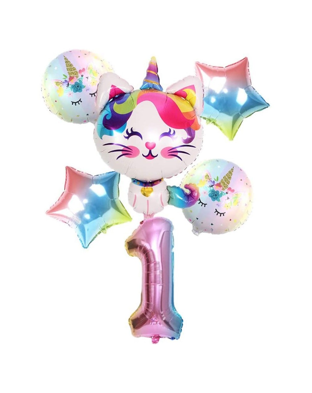 Balloons Unicorn Cat 1st Birthday Boy Decoration Girl Supplies Foil Balloons Set-32inch Number 1 Mylar Balloons Happy Birthda...