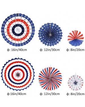 Banners & Garlands Patriotic American Flag Party Decoration - Red Blue White - Hanging Paper Fans & Balloons for Fourth of Ju...