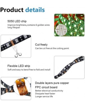 Indoor String Lights RGB LED Strip Lights 16.4ft 5M 300 LEDs Color Changing LED Tape Light Waterproof IP65 5050 SMD Enhanced ...