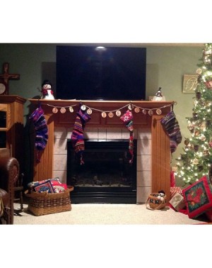 Stockings & Holders Handknit Wool Christmas Stockings - Purple Stripe - CV11B1SO2O7 $38.63
