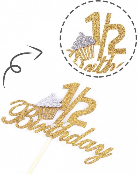 Cake & Cupcake Toppers Glitter 1/2 Birthday Cake Topper for Baby's Half Year Old Birthday Party- 6 Months- First Birthday- Ba...