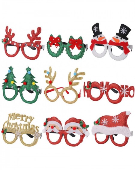 Party Favors 9 Pack Christmas Party Glasses Christmas Glitter Decoration Costume Eyeglasses Frame Unisex Eyeglasses for Holid...