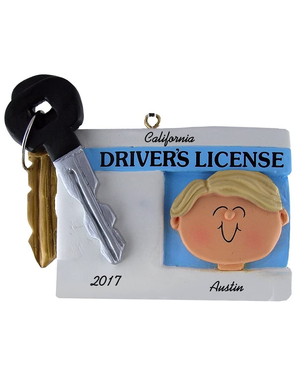 Ornaments Driver's License Personalized Christmas Ornament - Male - Blonde Hair - Handpainted Resin - 2.75" Tall - Free Custo...