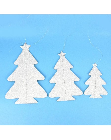 Ornaments Paper Christmas Tree Decorations Hanging Xmas Party Decor 3D Tree Table Centerpiece (Glitter Silver-12 PCS) - Glitt...