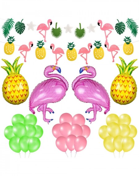 Balloons Summer Party Decoration 36PCS Set - Tropical Party Flamingo Pineapple Palm Leaves Garland Banners and Balloons- Hawa...