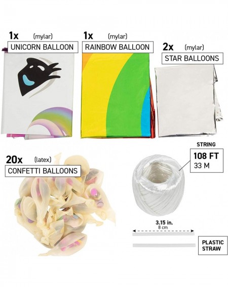 Balloons Kids Rainbow Unicorn Party Balloon Decorations (24 Piece Set) - CL18HQMMR06 $11.23