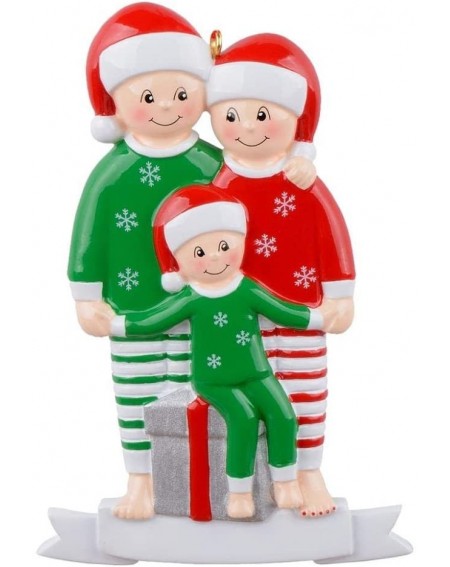 Ornaments Pajama Family of 3 Ornament Personalized Christmas Tree Decoration - CE18I9YM3II $20.83