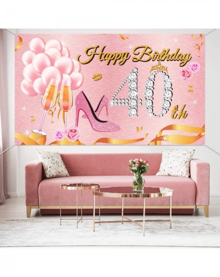 Banners Rose Gold 40th Birthday Photography Background Forty Years Old Birthday Backdrop for 40th Party Decorations Decor Shi...