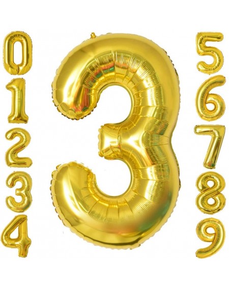 Balloons 40 Inch Gold Number Balloon Large Foil Helium Balloons Party Birthday Anniversary Shower Decorations - Gold Number 3...