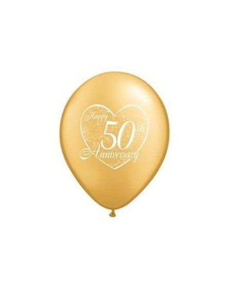 Balloons (12) 50th Anniversary Latex Balloons 11" Gold Color and Heart Design - CF1126C240B $10.02