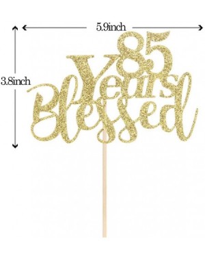 Cake & Cupcake Toppers Gold Glitter 85 Years Blessed for Marriage Anniversary- 85th Birthday-Anniversary Party Decoration Sup...