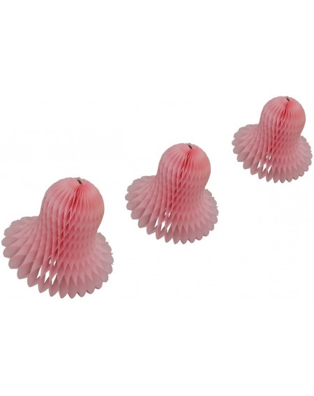Tissue Pom Poms Light Pink Honeycomb Tissue Bell Decorations- Set of 3 (15 inch- 11 inch- 9 inch) - CY184QRDUX2 $12.92