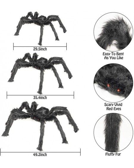 Party Favors 3 Pack Halloween Spider Decorations- Fake Large Hairy Spider Props with Bendable Legs- Realistic Halloween Spide...