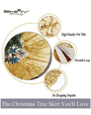 Tree Skirts 48-Inch Embroidery Sequin Christmas Tree Skirt- Gold - Shinygold - CB12NH3YJJL $17.24